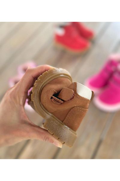 Surpie Shoes Ултра гъвкави детски ботуши с лека подметка, бебешки ботуши от естествена кожа с велкро