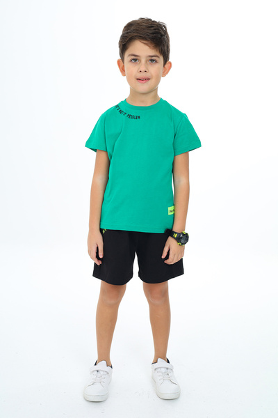 Toontoy Set pantaloni scurți Yakası cu imprimeu pentru băieți