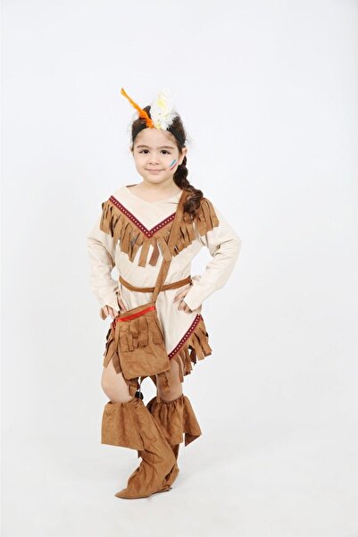 Annee Bakk Kızılderili Kız Çocuk Kostümü, Kızılderili Temalı Çocuk Kıyafeti