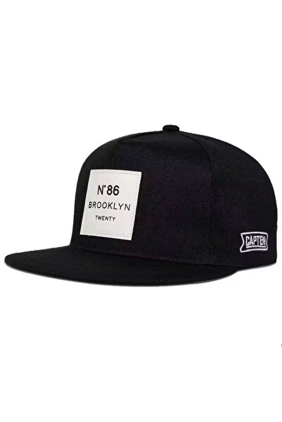 HatClub Exclusive Șapcă hip hop neagră din bumbac reglabilă în spatele Brookl...