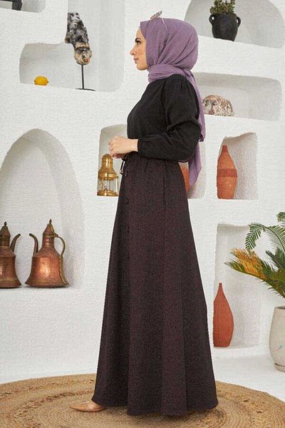 Neways 2215-Fusta Mevlana cu nasturi din denim - Prune