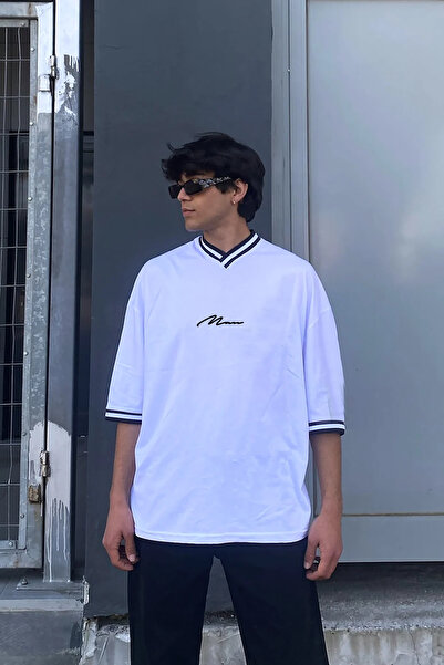 Cool mans Καλοκαιρινό μπλουζάκι Unisex V-Neck Oversize Elyazıman με στάμπα
