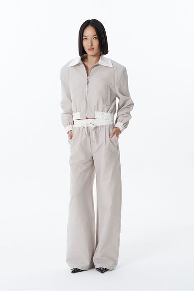 Quzu Gray Wide Leg - Elastic Waist Trousers