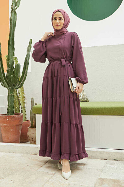 Neways 6599-Berlin Ruffle Dress Dried Rose