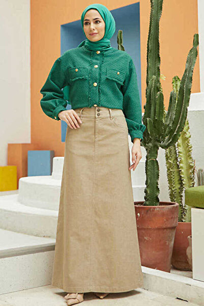 Neways 2254-تنورة كلاسيكية كاكي فاتح