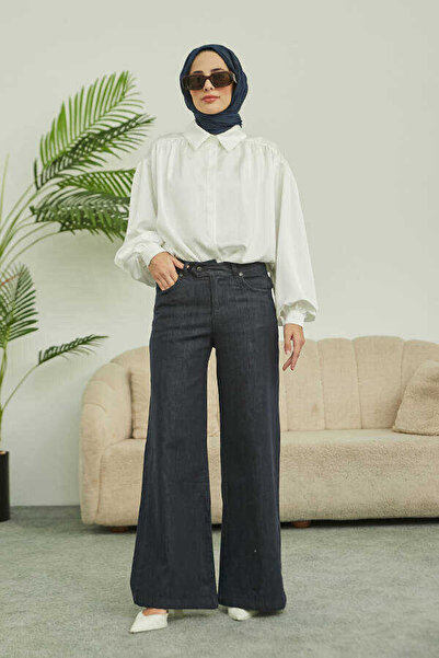 Neways 1067-denim Bol Paça Pantolon Füme