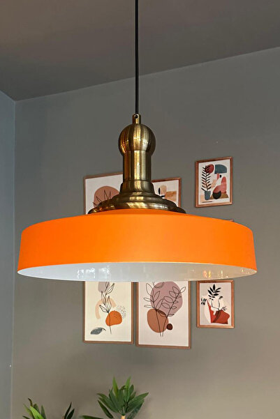 Bamyum Açe Turuncu Tekli Eskitme Uzun Tokmak Başlık Avize Retro Sarkıt Ofis S...