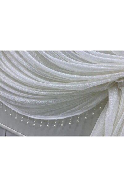 Ceylanlar perde Λευκή κουρτίνα από τούλι διπλό πέτο - Μηχανισμένη κουρτίνα σε μεσαίο ύψος (1/2,5)