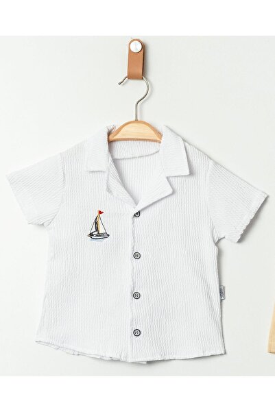 Chicsy Baby Style Shirt Sail Pattern Adjustable Waist Short Sleeve with Shorts 3-Piece Suit Children's and Baby's Clothing Self