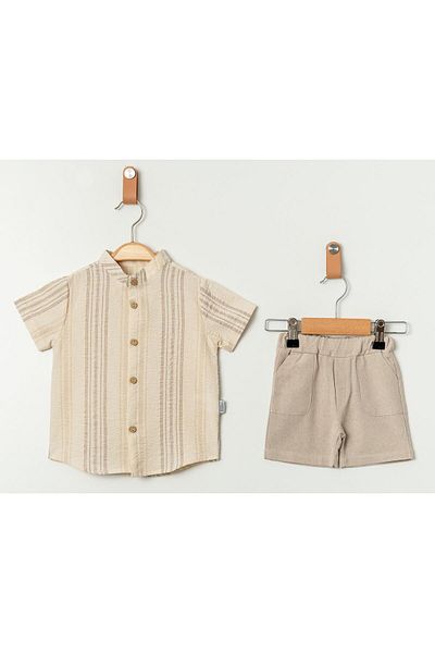 Chicsy Baby Striped Style Shirt and Waist Adjustable Short Sleeve Shorts Set for Kid and Baby