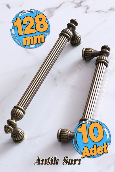 Badem10 10 bucăți Shah 128 mm anticat metal galben antic mobilier metal sertar bucătărie dulap dulap mâner mâner