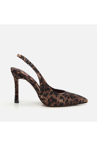 Hotiç Rochie de seară cu piatră cu model leopard de damă bronzat Stiletto