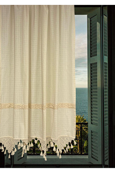 Sultana Collection Buldan İşi Kopanakili El İşi Dantelli Pamuk Keten Perde