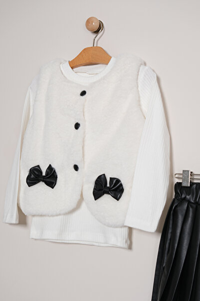 Pina Kids Girl's Plush Vest Leather Skirt Suit - Tkm.9090
