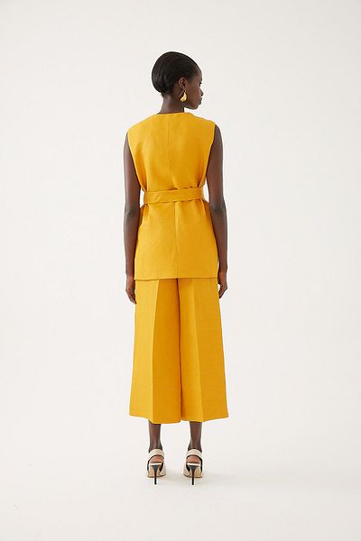 Exquise Double Breasted Regular Vest with Belted Pocket Detail