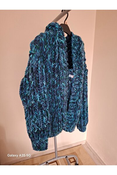 RENKLERİM MODAEVİ Hırka Dev ip Selanik örgü kapşonlu