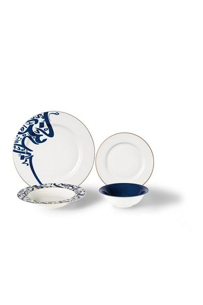 Bien Servi 16-Piece High Quality Calligraphy Design Dinner Set