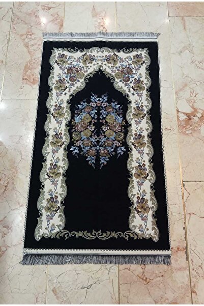 GÜRLEK TEKSTİL Siyah Güllü Şönil  Seccade