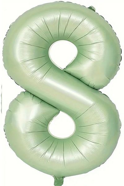 BeySüS Soft Green Retro 8 Number Foil Balloon 100 cm
