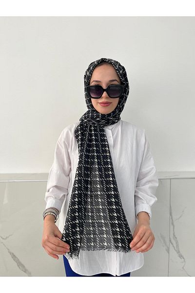poloist Polo Ist Black and White Cotton Shawl Sl3102
