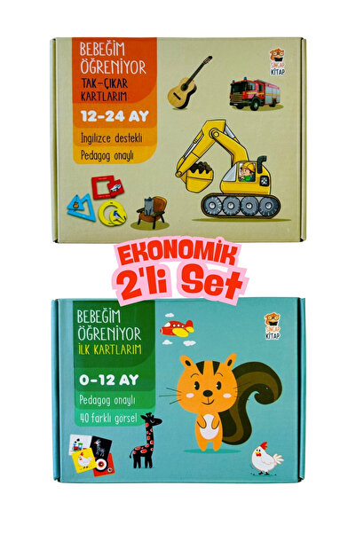 Sincap Kitap Bebeğim Öğreniyor 2'li Set (0-24 ay) İlk Kartlarım + Tak-Çıkar K...