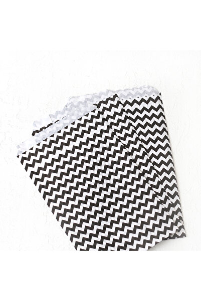 Bimotif Zikzak Desenli Kese Kağıdı, Siyah-beyaz 18x30 Cm - 1000 Adet