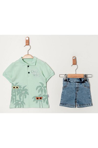 Chicsy Baby Lakos Style Palm Print Adjustable Short Sleeve Shorts Set for Kids and Baby