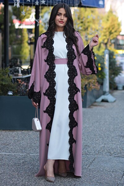 MELEK ARAZ Рожева абая з деталями з мережива