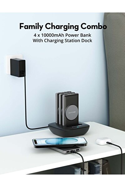 RavPower مجموعة شحن منزلية RP-PB251، بنك طاقة أسود بسعة 10000 مللي أمبير في الساعة، الإصدار العالمي*