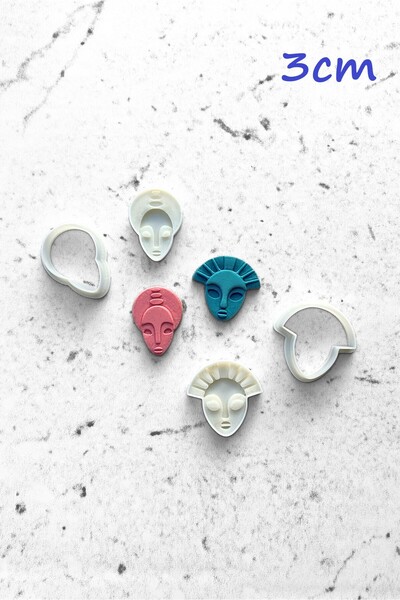 WE3D Afrika Maske Polimer Kil Seramik Hamuru Kalıp Seti - 3cm