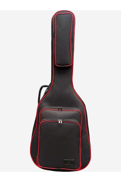 Erga Müzik Classic Guitar Bag - Waterproof Linen, Black and Red Wick, Case and Thick Design