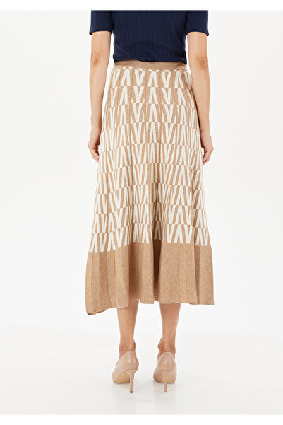 Guzella Geometric Patterned Midi Length Knitwear Skirt