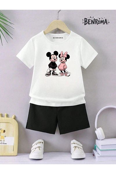 BENROMA Unisex Kids Shorts Set - Character Printed