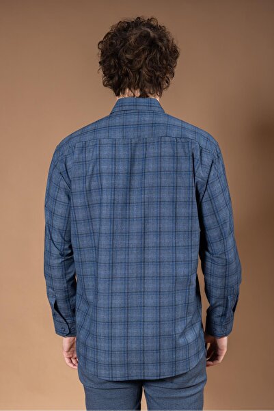 Mutlu City Чоловіча сорочка з довгими рукавами, класичний крій, картата, натуральна органічна бавовна, 8140