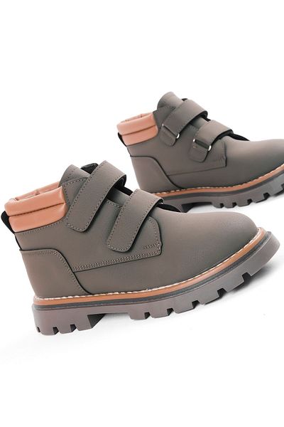 Lal Shoes & Bags Унисекс детски ботуши в цвят каки - с велкро, дължина до глезена