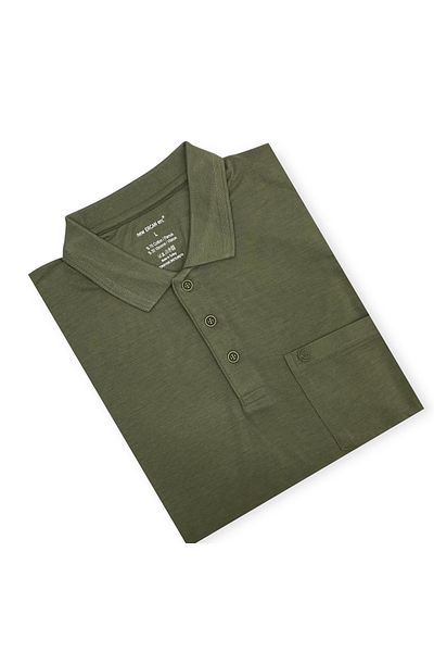 ercan triko Men's Plus Size Polo Neck Pocket Short Sleeve Khaki Color T-Shirt2141