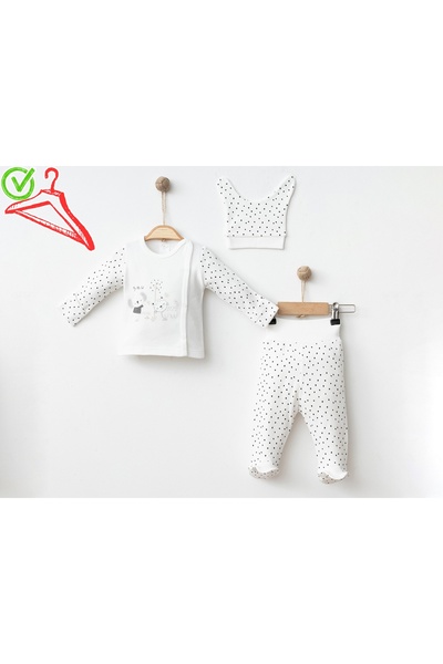 KOALA BASKILI 3 LÜ ZIBIN SET EKRU