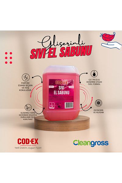 COD-EX Extra Strong Glycerin Liquid Hand Soap Cream Scented 4 Liters