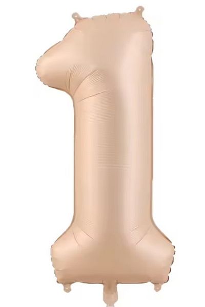 BeySüS Powder Color Matte 1 Number Foil Balloon 100 cm