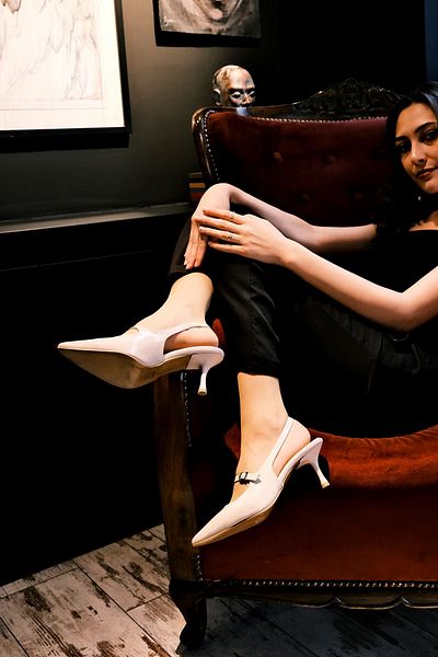 Lal Shoes & Bags Wizerd Women's High Heels - Single Belt, Patent Leather Cream