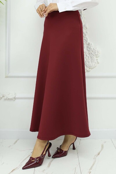 benguen Claret Red Scuba Flared Skirt - Model 212