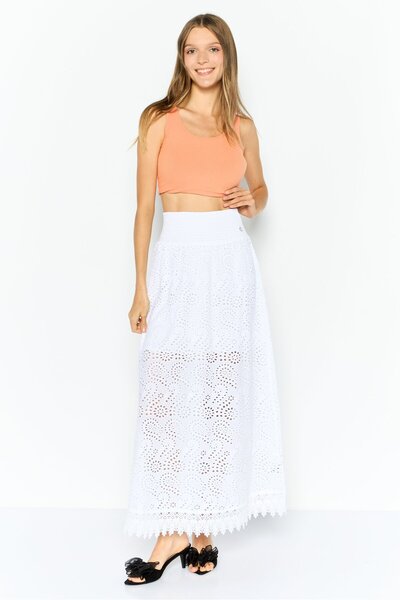 Guess Women Eyelet Maxi Skit, White