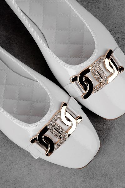 Lal Shoes & Bags Balerina de damă Mayor cu cataramă aurie cu vârf tocit - R.WHIT