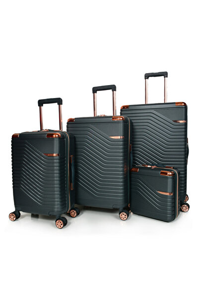 MORANO مجموعة حقائب سفر مورانو مكونة من 4 قطع للجنسين باللون الأخضر الداكن مق...