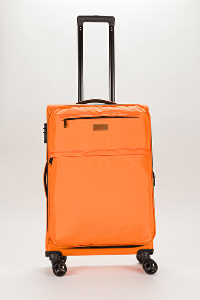 Fossil Unisex  Ekstra Hafif Turuncu Kumaş Orta Boy Valiz