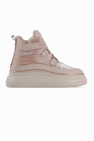 Lal Shoes & Bags Cizme Becca pentru femei Parașuta, impermeabile, cu velcro și elastic, cu talpă înaltă, crem