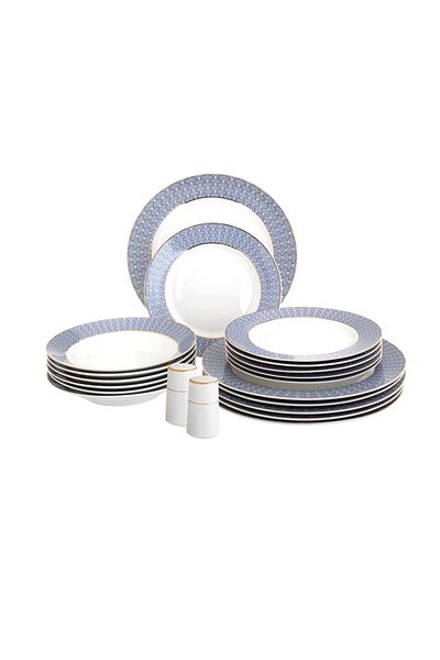 HIC Porcelain Dinner Set Bleu With Gold Design 20 Piece