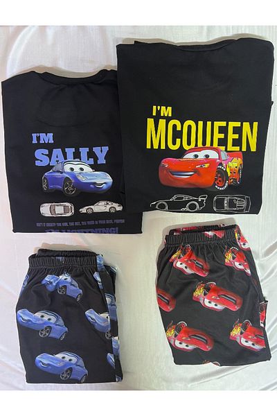 Losebro Mcqueen and Sally Black Couple Pajamas Set
