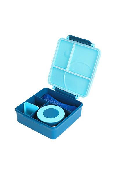 Eazy Kids 3/4 Jumbo Lunch Box w/ Bowl, Spoon & Fork - Blue