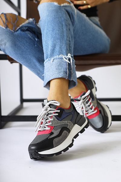 Limoya Pantofi de damă Netta Black Mesh cu șireturi